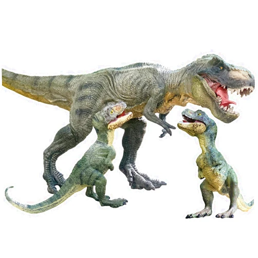 Gemini&Genius 3-Piece Dinosaur Set with T-Rex & Cubs, Action Figures, Moveable Jaw, Cake Topper, Party Gift for Kids 3-12 Years Old
