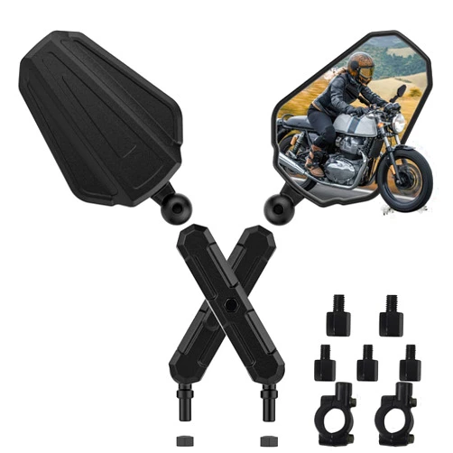Tewgug Upgraded Universal Motorcycle Mirror,Adventure Ball-Head ATV Rear View Mirror No Vibration & Wobble With 8/10MM Screw and 7/8