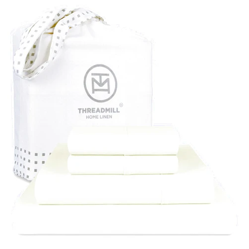 Threadmill Certified 100% American Supima Cotton Sheets, King-Sheets, 1000 Thread Count, 4 Piece Luxury Bed Sheets Set, Hotel Quality Sateen Weave, Ivory Sheets with Elasticized Deep Pocket