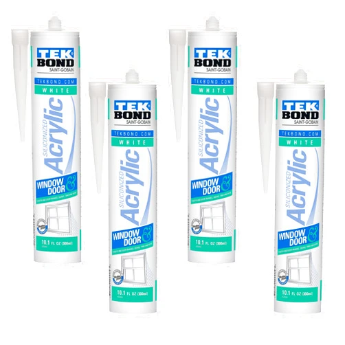TEK BOND Pack 4 Tekbond Acrylic Latex Caulk White - Siliconized Acrylic Caulk Sealant for Doors and Windows, Waterproof Sealant, 10.1oz (Pack of 4)