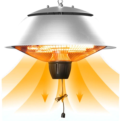 Favorite Garden Hanging Patio Heater, 1500W Electric Outdoor Patio Heater, Handing Heater with 2 Adjustable Modes 600W/1500W for Balcony, Courtyard, Garage, Patio - Sliver