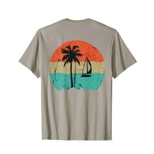 Dibble Dabble Designs Nautical Tropical Beach Palm Trees Vintage Retro 70s 80s Nautical T-Shirt