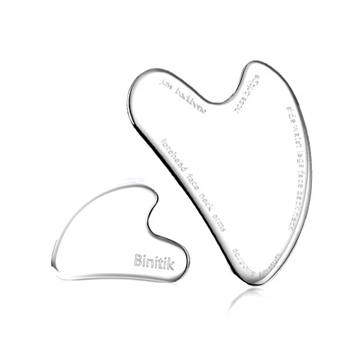 Binitik Upgrade Gua Sha Tool, Premium Stainless Steel Gua Sha Massage Scraper for Muscle Tension Gua Sha Facial Tools with Travel Pouch, Engraved Guide for Beginners (Without Pount, Piece, 1)