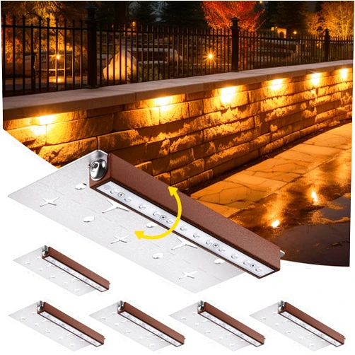 KIALUSH 6 Pack 7 Inch Retaining Wall Lights, 2.5W Hardscape Step Lights 12V-36V AC/DC Landscape Lighting, Low Voltage Outdoor Step Lights, IP67 Waterproof Pavers Lights 2700K