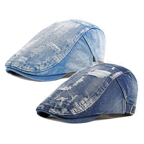 LUTICELI Men's Denim Cotton Newsboy Flat Cap Ivy Cabbie Hat Driving Cap