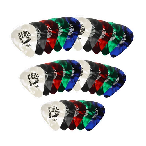D'Addario Celluloid Guitar Picks - Guitar Accessories - Guitar Picks for Acoustic Guitar, Electric Guitar, Bass Guitar - Natural Feel, Warm Tone - Assorted, Medium 0.70mm, 25-pack