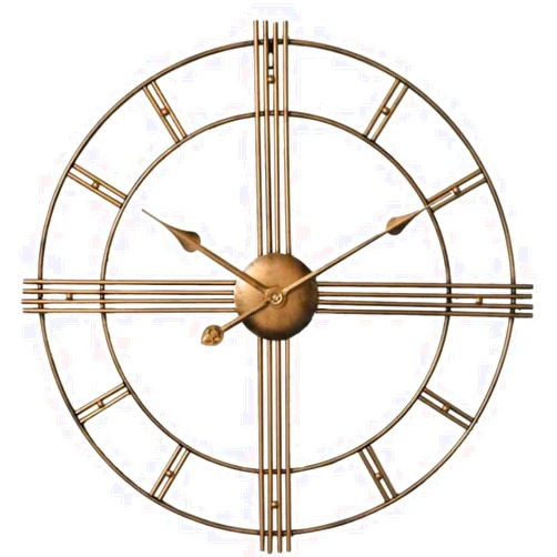 ZMDQD Wall Clock Modern Art Wall Clock Large Retro Metal Wall Clock Living Room Decor,Silent Large Wall Clock European Farmhouse Clock with Roman Numerals-Gold (Pointer Gold) 50cm Wall Decor Clock