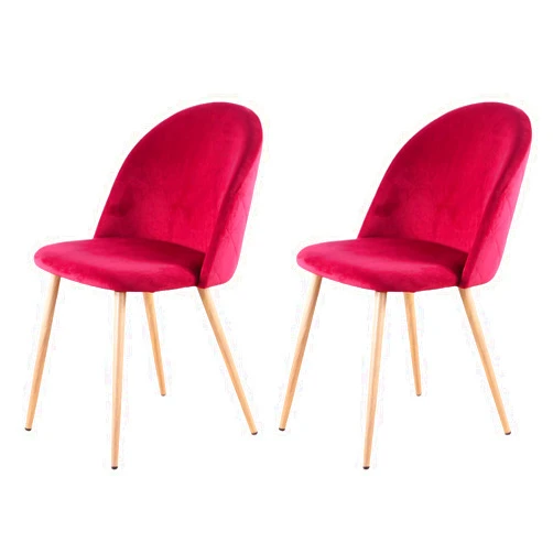 Meilleure Qualité Velvet Dining Chairs Set of 2 Modern Leisure Chairs with Wooden Legs for Living Room Red