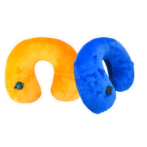 MXJZW 2Pack Inflatable Neck Pillow Ultralight Inflatable Travel Neck Pillows Compact Travel Neck Pillow U-Shaped Neck Support While Office, Road Trips,Car, Airplanes and Train(Orange Red Royal Blue)