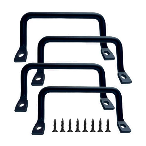 KISWIAR 4 Pcs Tableware Tray Handles, Cutting Board Cabinet Hardware Pull for Trays, Serving Tray Pulls for Restaurant Dinner Plates (Black)