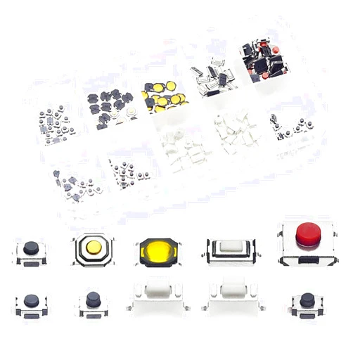 QTEATAK QTETAK 200 Pcs 10 Value Micro Momentary Tactile Push Button Switch Tact Assortment Kit