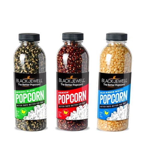 Black Jewell Specialty Popcorn Kernels, Variety Pack with 15oz Original Black, Crimson, and Blue Ribbon White (Pack of 3)