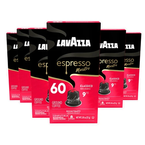 Lavazza Espresso Maestro Classico Aluminum Capsules Compatible with Nespresso* Original Machines, Medium Espresso Roast, 100% Arabica (60 Capsules)
