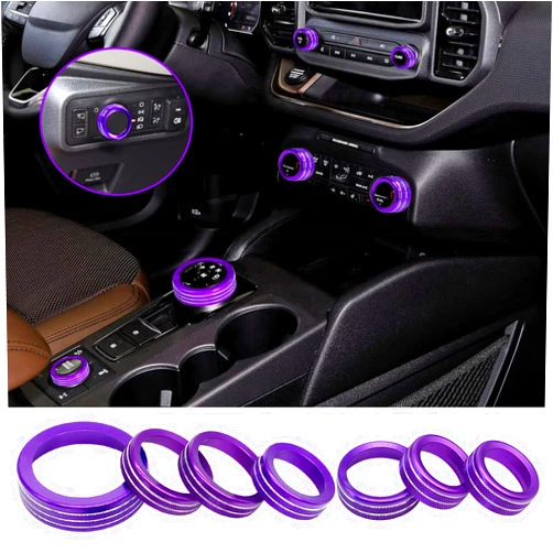 KUJOOY for Ford Bronco Sport 2021 2022 2023 2024 2025 Air Conditioner AC Switch Knob Cover Button Trim Interior Accessories (Purple, Bronco Sport)