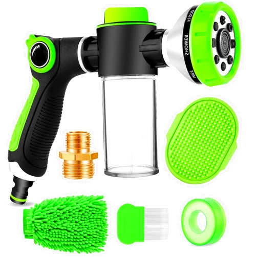 YCCOKJJ 2-in-1 Dog Shower Attachment for Indoor Shower Hose & Outdoor Garden Hose, 8 Sprayer Modes Dog Wash Hose Attachment with Soap Dispenser, Ideal for Car Wash and Pet Shower(Hose Not Include)