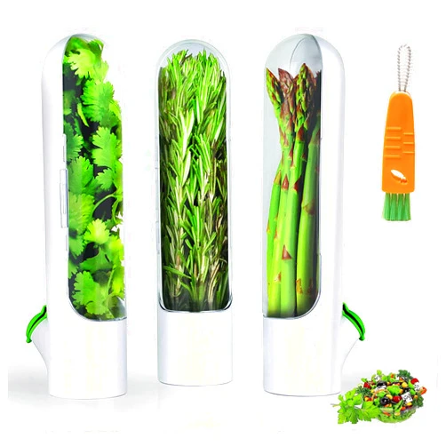 Jfxgjuv Herb Saver Best Keeper For Freshest Produce, Lasting Refrigerator Herb Keeper, Containers, Clear Herb Savor Pod, Herb Storage Container For Cilantro, Mint, Asparagus (set of 3)