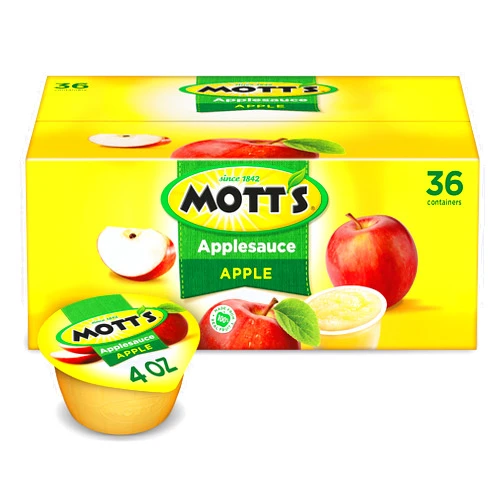 Mott's Applesauce, 4 Oz Cups, 36 Count, No Artificial Flavors, Good Source Of Vitamin C, Nutritious Option For The Whole Family