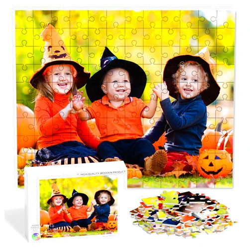 RIYAKOO Personalized Jigsaw Puzzles from Photos, Customized Wooden Puzzle Gifts for Family, Wedding, Kids, Pet 120/500/1000 Pieces, Memorable and Unique Puzzles Gift