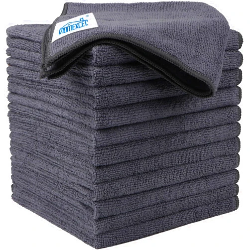 HOMEXCEL Grey Microfiber Cleaning Cloths 12 Pack, 12.5 x 12.5 inch Microfiber Towel for Cars, Ultra Absorbent Car Washing Cloth, Lint Free Streak Free Cleaning Rags for Car, Kitchen, and Window