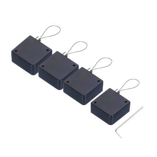 MECCANIXITY Retractable Cable Lock with Double-Sided Adhesive Remote Control Security Lock for TV, DVD,Showroom,Remote,600g 4Set Black