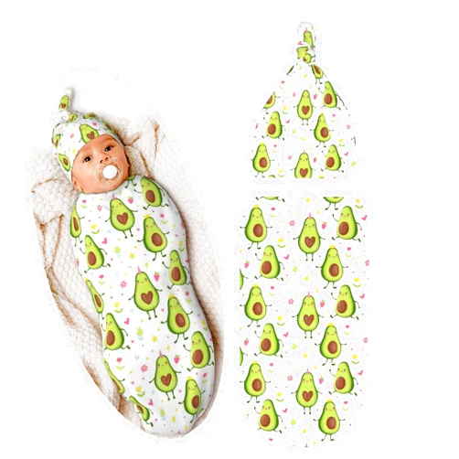 Cinlanck Avocado Cute Baby Stuff New Born Baby Swaddle Blanket Soft Baby Sleep Sack Baby Wraps Blankets with Beanie Hat Gifts for Boys Girls Infant