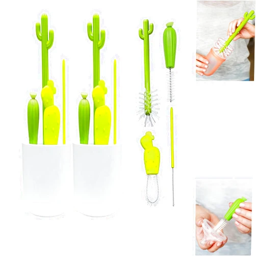 Generic Cactus Bottle Brush Set,Creative Cactus Cleaning Brush,Household Multifunctional Full Angle Bottle Cleaning Brush,Multifunctional Cup Straw Brush,Strawbottle Nipple Detail Brush (2PCS)