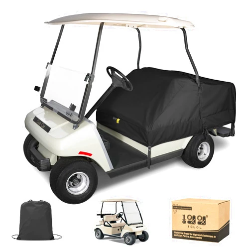 10L0L Waterproof Golf Cart Cover Protector for 4 Passenger EZGO Club Car Yamaha, A Great Cover to Keep Seats Dry and Protected, More Easy Than a Full Cover - Beige and Black