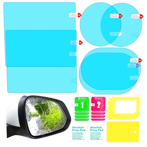 HLARTNET Car Rearview Mirror Waterproof Film - 6 Pieces Side Mirror Film Anti Fog Film for Car Rainproof Mirror Window Film Transparent Nano-Coated Protective Sticker for Cars Trucks Bus Side Windows