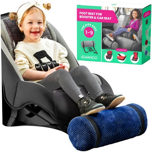 Swanoo Car Seat Foot Rest for Kids | Car Seat Accessories | Leg Rest for Car Seat Kids | Car Foot Rest with Extra Long Straps Adjusts to Any Carseat Or Toodlers Booster Seat Navy by SWANOO
