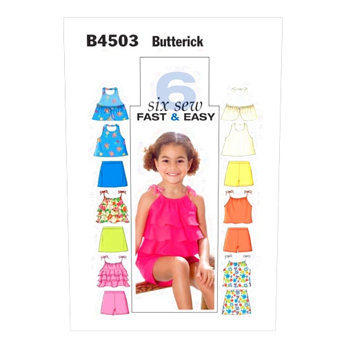 BUTTERICK PATTERNS B4503 Children's/Girls' Top, Skort and Shorts, Size CL (6-7-8)