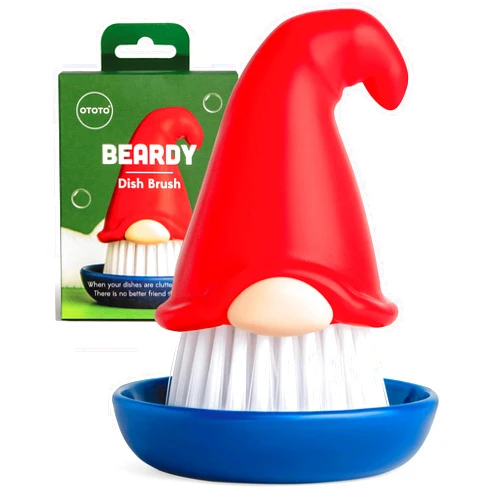 OTOTO Beardy Dish Brush - Quirky Gifts, Cute Kitchen Accessories, Vegetable Brush, Useful Gifts for Women