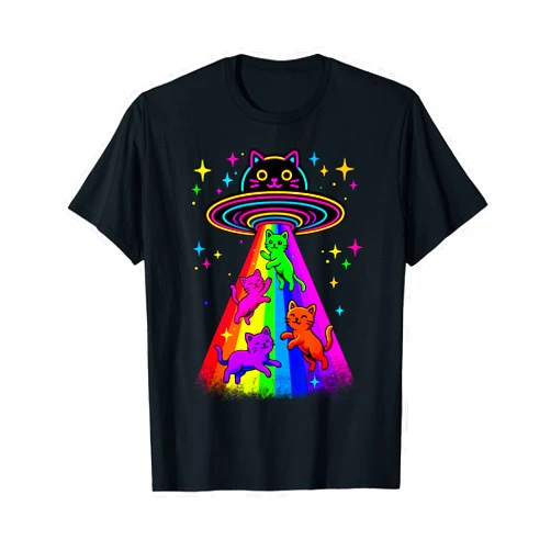 Funny Cute Cat Alien Kitty Space UFO Store Co. Cat UFO Cute Kitty Alien Spaceship Funny Cat Gifts T-Shirt