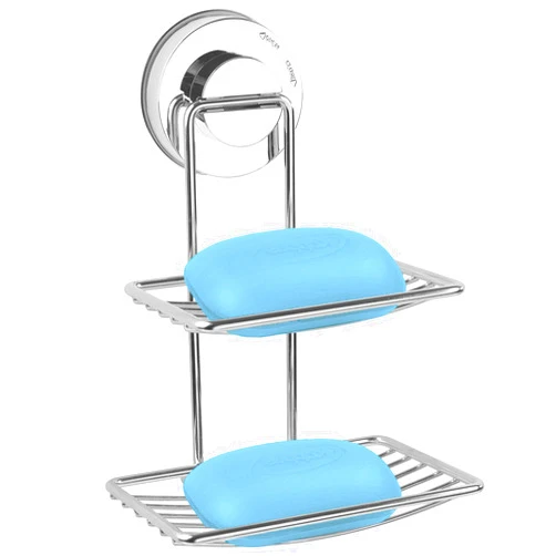 Hiprecky Soap Holder for Shower Wall, Soap Dish for Shower with Suction Cup Stainless Steel, Soap Dish Holder for Bathroom, Bar Soap Holder Adhsesive No Drilling (Silver)