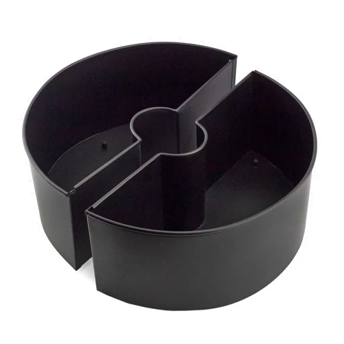 AuldHome Design Umbrella Planter for Patio Table w/Umbrella Hole (Black), Enamelware Half-Circle Planter Pots