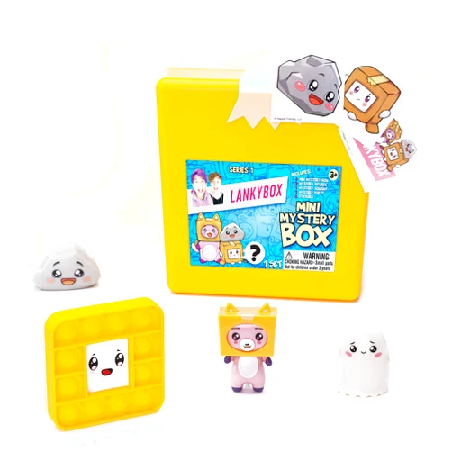 LankyBox Mini Mystery Box, for The Biggest Fans , 2 Mystery Figures, 1 Squishy Figure, a pop-it, and 3 Stickers