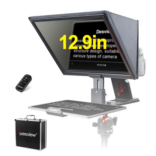 Desview T12S Teleprompter, 12.9 inch Mirror Aluminum Alloy Teleprompters with Remote Control, Compatible with ipad/Tablet/Camera, Easy Assembly Carry Case Included, Great Partner for Video Making