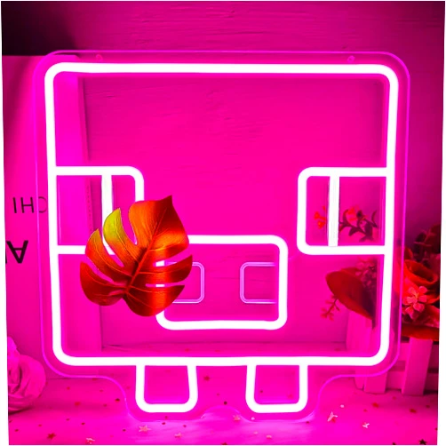 Vveikea Gaming Neon Sign Pink Pig Neon Lights Dimmable Block Game Neon Signs for Wall Decor Gaming Led Sign for Men Teens Boys Gamer Room Gifts