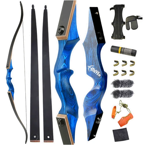 ZSHJGJR 60” Black Hunter Original Recurve Bow for Adults American Hunting Longbow Archery Bow 20-60lbs Right Handed for Archery Hunting Shooting Practice