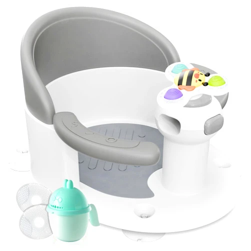 BEBELEH™ Baby Bath Seat for Babies 6 Months & Up - Safe Infant and Toddler Baby Bathtub Seat for Sitting Up - Baby Bath Tub Baby Tub Seat for Shower (Gray)