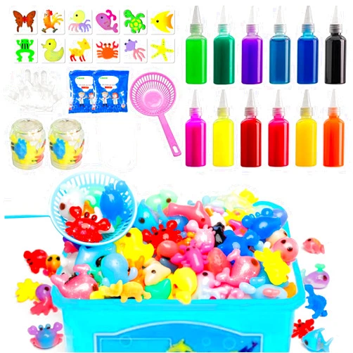 Generic Magic Water Gel Kit Magic Elf Water Toy Magic Gel Water Pets, Magic Water Kit Color Changing Magic Water Gel, 12 Bottles 60ml Water Fairy Pets Kits with 12 Molds