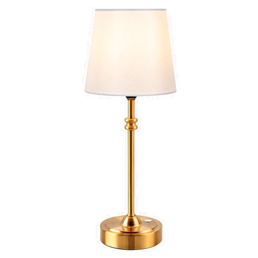 ONEWISH Cordless Lamp-Battery Operated Table lamp, 4000mAh Rechargeable, Stepless Dimmable, Small Touch Bedside Lamp with Fabric Shade, for Dining, Patio, Bathroom(Gold)