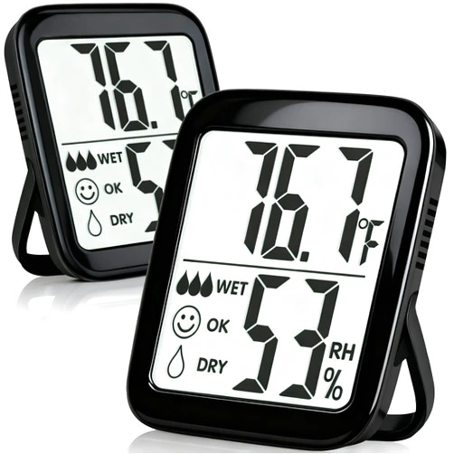 Antonki 2 Pack Room Thermometer for Home, Hygrometer Indoor Humidity Meter Gauge, Digital Temperature and Humidity Sensor Monitor for House, Terrarium, Incubator, Greenhouse - Battery Included