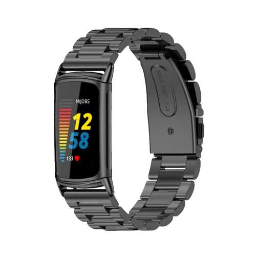 MIJOBS Metal Bands for Fitbit Charge 6 & Fitbit Charge 5, Stainless Steel Strap Adjustable Replacement Wristbands for Charge 6 Women Men