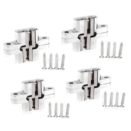 BEKORE Kitchen Doors Cabinet Hinges,Cupboard Door Clip-on,Screws Mount Invisible Concealed Hinges for Wooden Door,Pack of 4