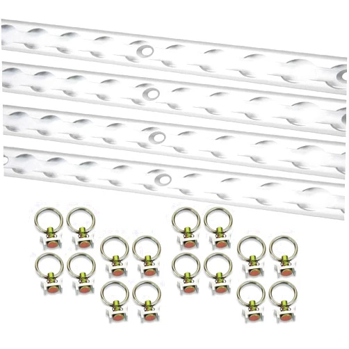Mytee Products Aluminum 8 Feet L-Track Powder Coated (4) and Stud with Stainless Steel Ring (16) Tie Down System for Enclosed Trailers and Cargo Vans