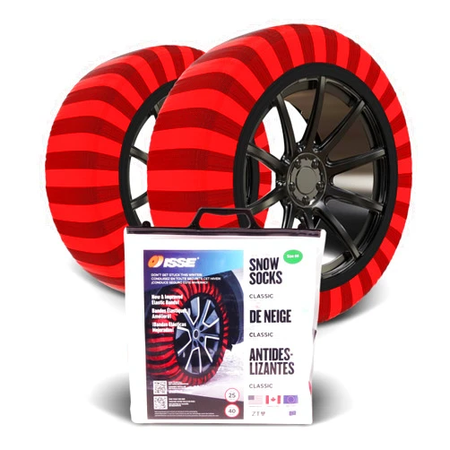 ISSE Classic Snow Socks for Tires. Designed for All Tire Brands. Textile Chain Replacement for Optimal Traction in Snow & Ice. Easy Install. Emergency Winter Safety Solution, Multi-Season Use. Size 74