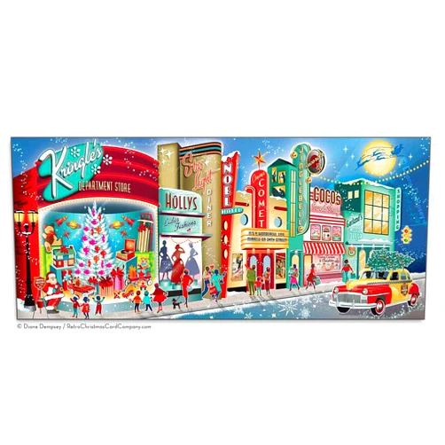 The Retro Christmas Card Company Vintage Main Street Christmas Cards, Package of 8