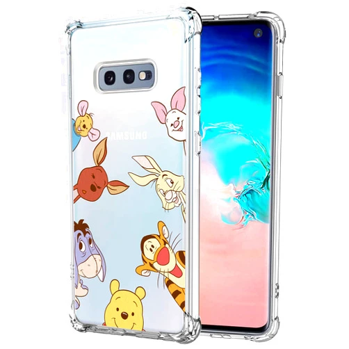 Oqplog TPU Case for Samsung Galaxy S10E Cartoon Cute 3D Kawaii Fun Design Soft Cover, Cool Funny Fashion Unique Clear Cases for Samsung Galaxy S10E Shell Boys Girls Teen (Wnie Friends)
