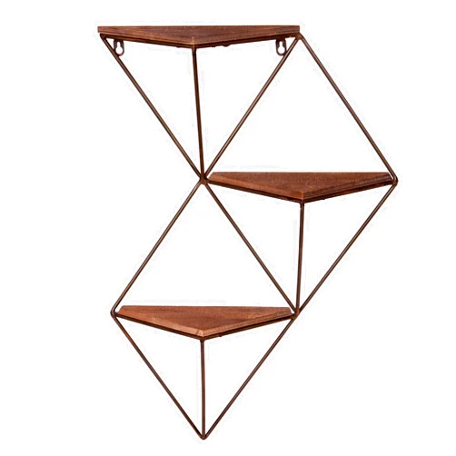 Patton Wall Décor Patton Wall Decor Three Step Wood and Metal Geometric Triangle Wall Shelf