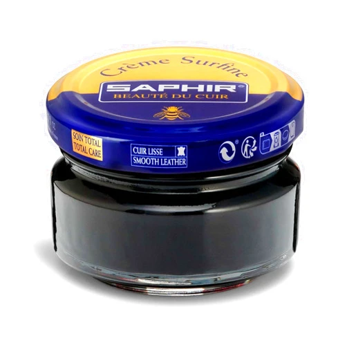 SAPHIR Creme Surfine Pommadier Shoe Polish - Beeswax Cream for Leather Products - Black